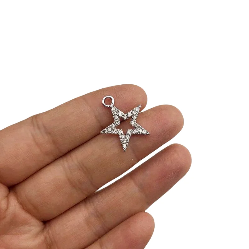 WZNB 10Pcs Crystal Stars Frame Charms Pentagram Alloy Pendant for DIY Jewelry Making Handmade Earring Necklaces Diy Accessories