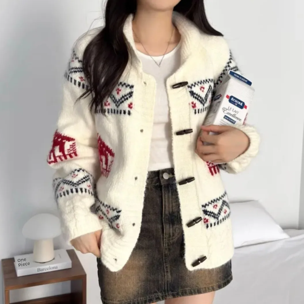 เสื้อคลุมคาร์ดิแกนไหมพรมสไตล์วินเทจ คอปกติดกระดุม สำหรับฤดูใบไม้ร่วงและฤดูหนาว ให้ความอบอุ่น ทรงตรง ยาว สำหรับผู้หญิง...