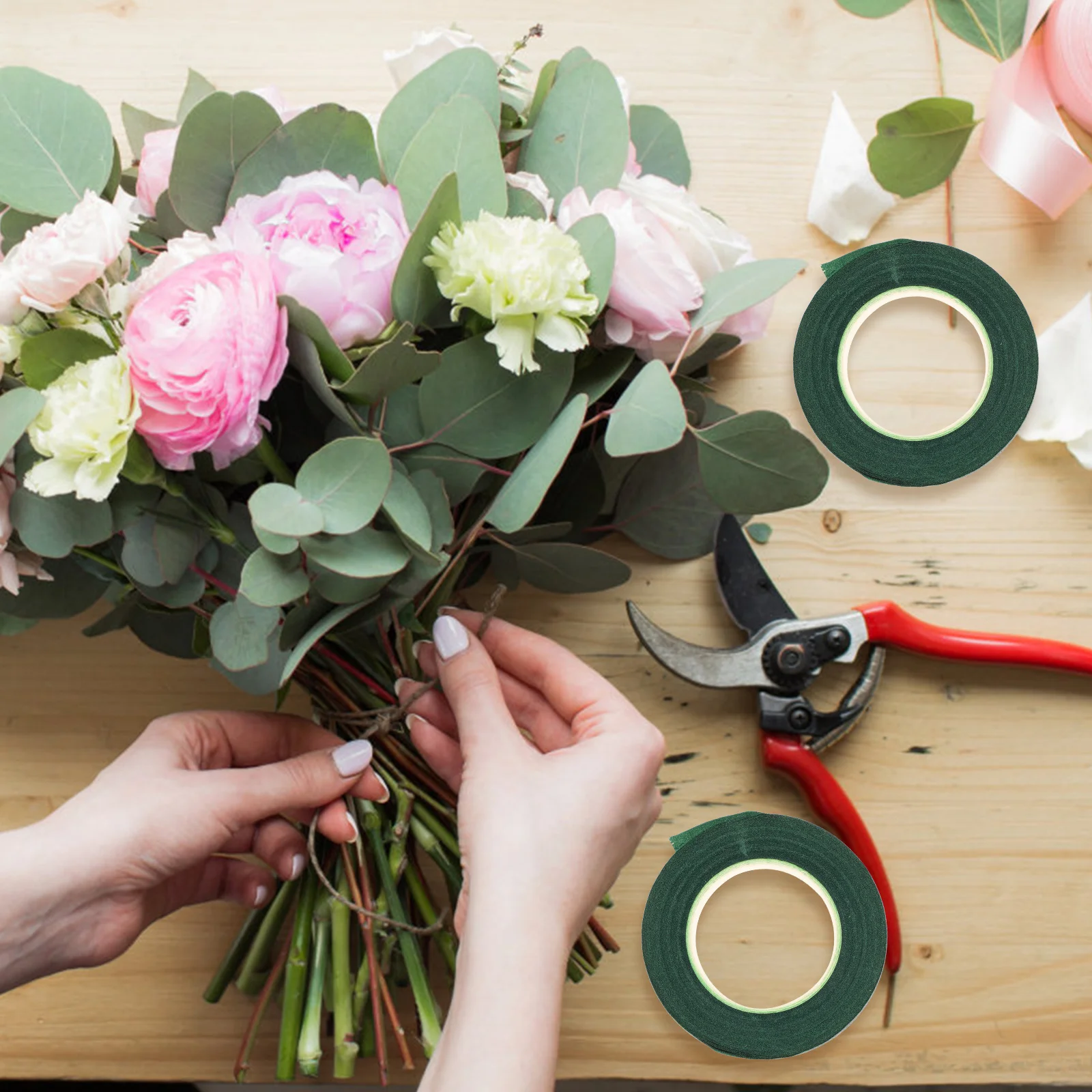 4 pçs floral impermeável elástico pegajoso para arranjos de flores buquê haste embrulho diy artesanato suprimentos grinalda fazendo ferramenta para