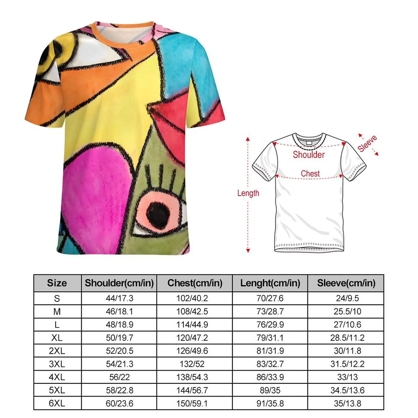 Artistic Color Block T-Shirt Blue Red Green Modern T-Shirts Short Sleeve Street Fashion Tee Shirt Summer Graphic Clothes 5XL 6XL