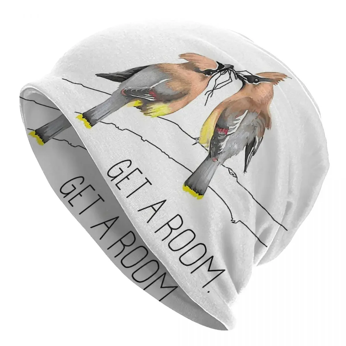 Hat Get A Room Cedar Waxwings Courting Fashion Caps For Men Animals Kawaii Cute Skullies Beanies Ski Caps Cotton Bonnet Hats