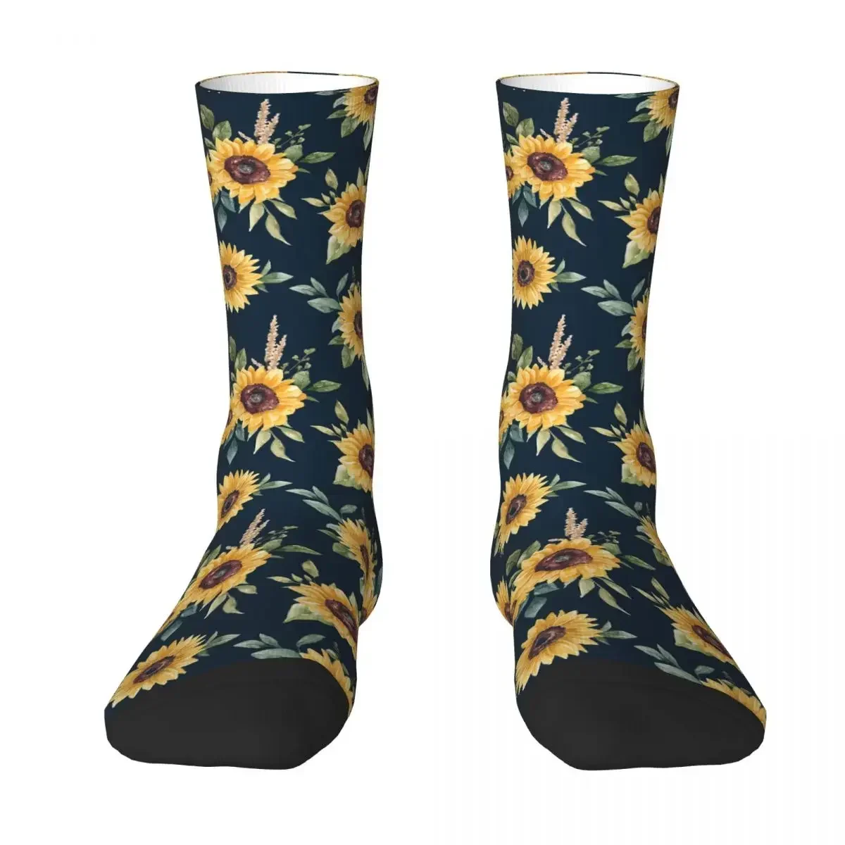 Fall Sunflower Floral Socks Harajuku High Quality Stockings All Season Long Socks Accessories for Unisex Gifts