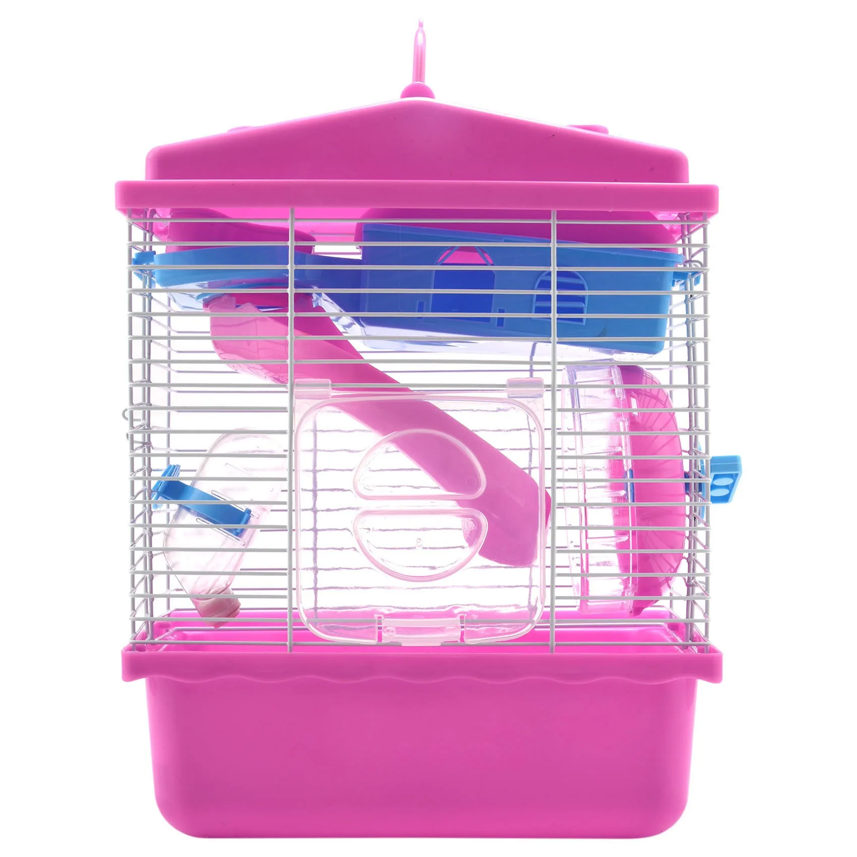 Pet Cage Hamster Cottage with Transparent Skylight Double Layer House for Hamster Golden Hamster Pet Pink