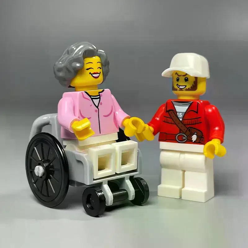 2Pcs 교육용 블록 장난감 MOC 벽돌 휠체어 손수레 이동 보조 도구 피규어 액세서리 어린이 선물