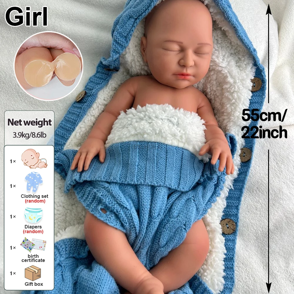 Handgemaakte 22 inch zachte siliconen herboren babymeisje prachtige textuur Details waterdichte pop voor fotografie kerstcadeau