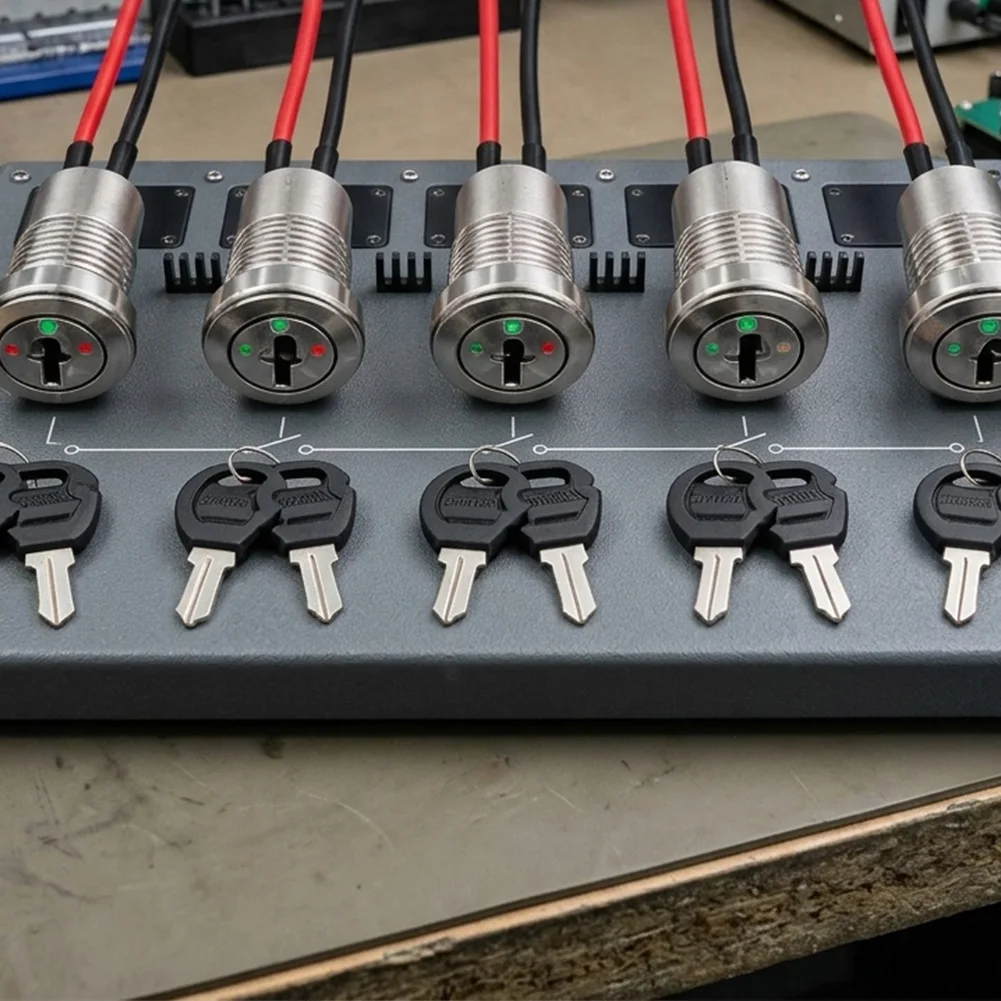 5 Pack Pre Wired 12mm Key Switch Set for Go Karts and for scooters Metal ON/OFF Switches with Interchangeable Keys