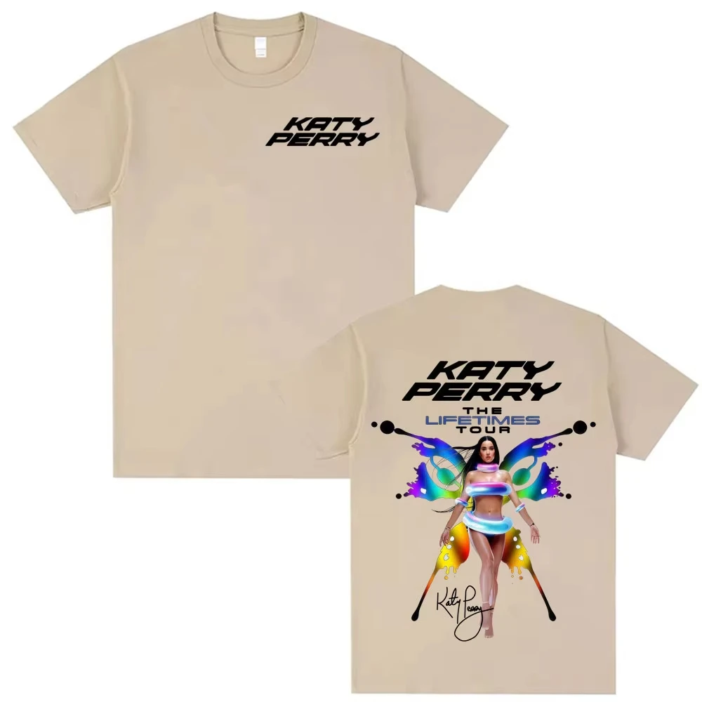 Sänger Katy Perry The Lifetime Europe Tour 2025 T-Shirt Herren Damen Harajuku Mode Ästhetik T-Shirts Lässiges übergroßes T-Shirt
