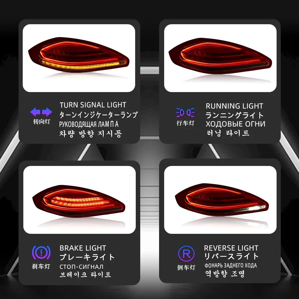 TIPY-Car Plug and Play Lâmpadas de freio, lanternas traseiras para Porsche Panamera, 970,2 luzes traseiras LED, acessórios para carro, 2014, 2015, 2016