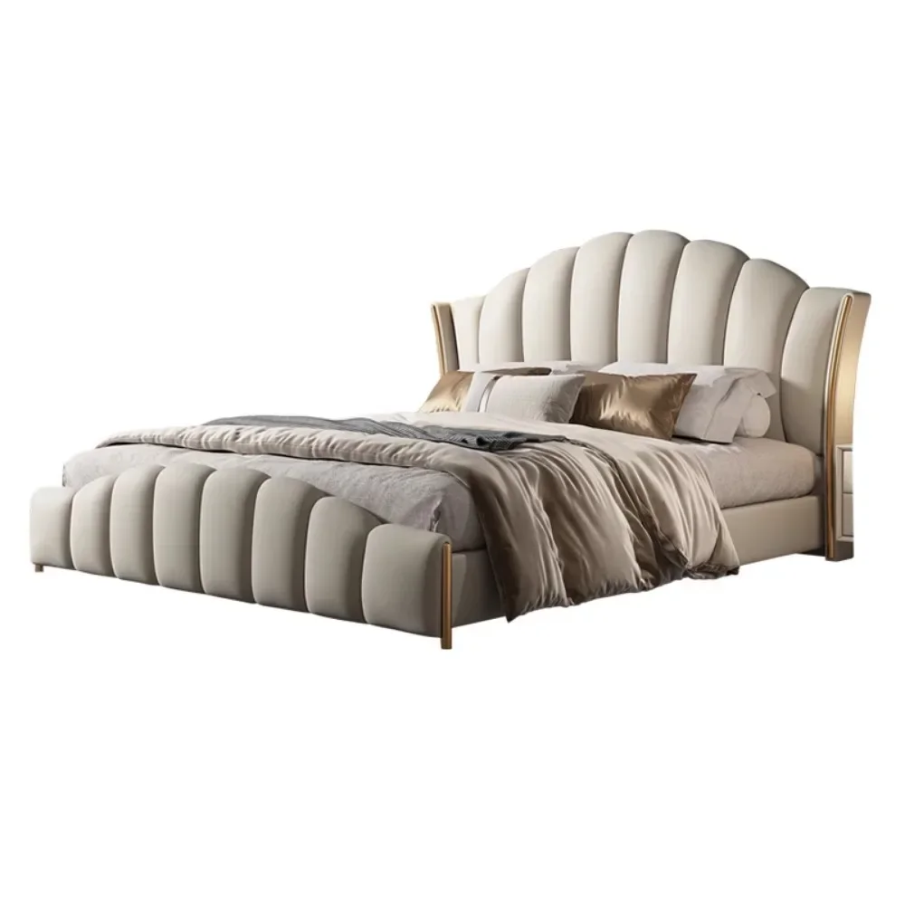 & Queen Headboard Frame Bed Frames Nordic 2 People Adults 180x200cm Bedroom Beds Fancy Lounge King Size Home Bedroom Furniture