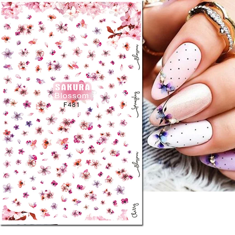 3d Nail Art Stickers Roze Kersenbloesems Sakura Bloemen Zelfklevende Sliders Nagelstickers Decoratie Voor Manicure