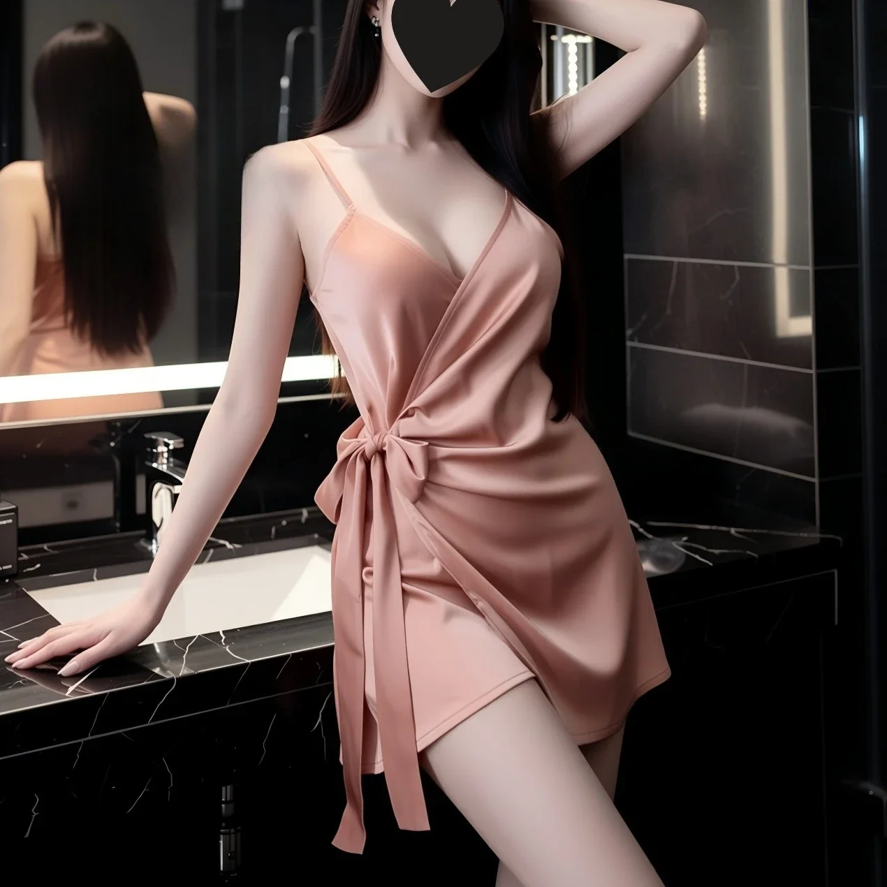 Camisón Sexy de Encaje Satinado con Tirantes Ajustables y Escote en V, Ropa de Dormir Íntima, Vestido de Encaje de Verano con Tirantes