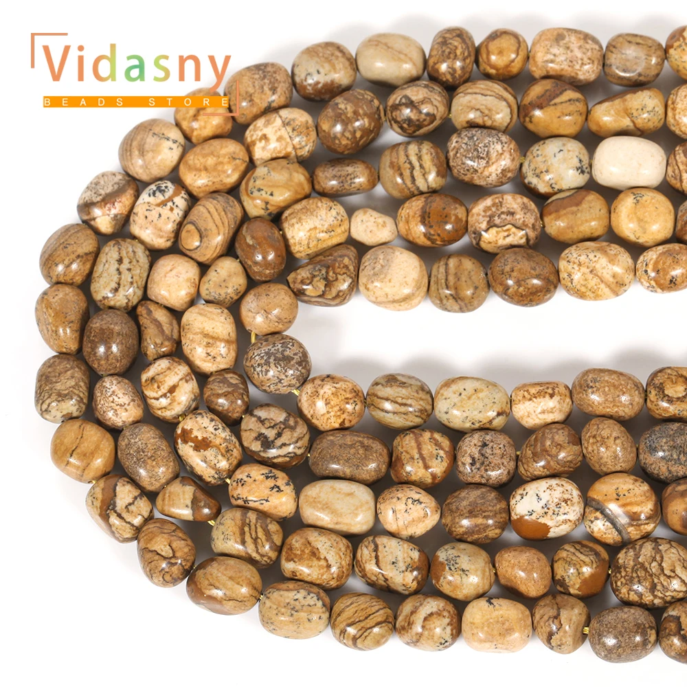 8-10mm Naturstein-Bildstein Unregelmäßige Ovale Lose Perlen für Schmuckherstellung, DIY-Armbänder und Zubehör – Detail 4