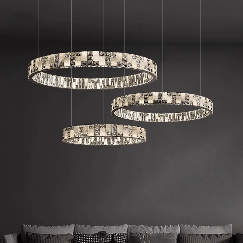

Modern Crystals Marble Pendant Light For Villa Living Dining Room Round Decor Hanging Lamp Italian Luxury Multi-layer Chandelier