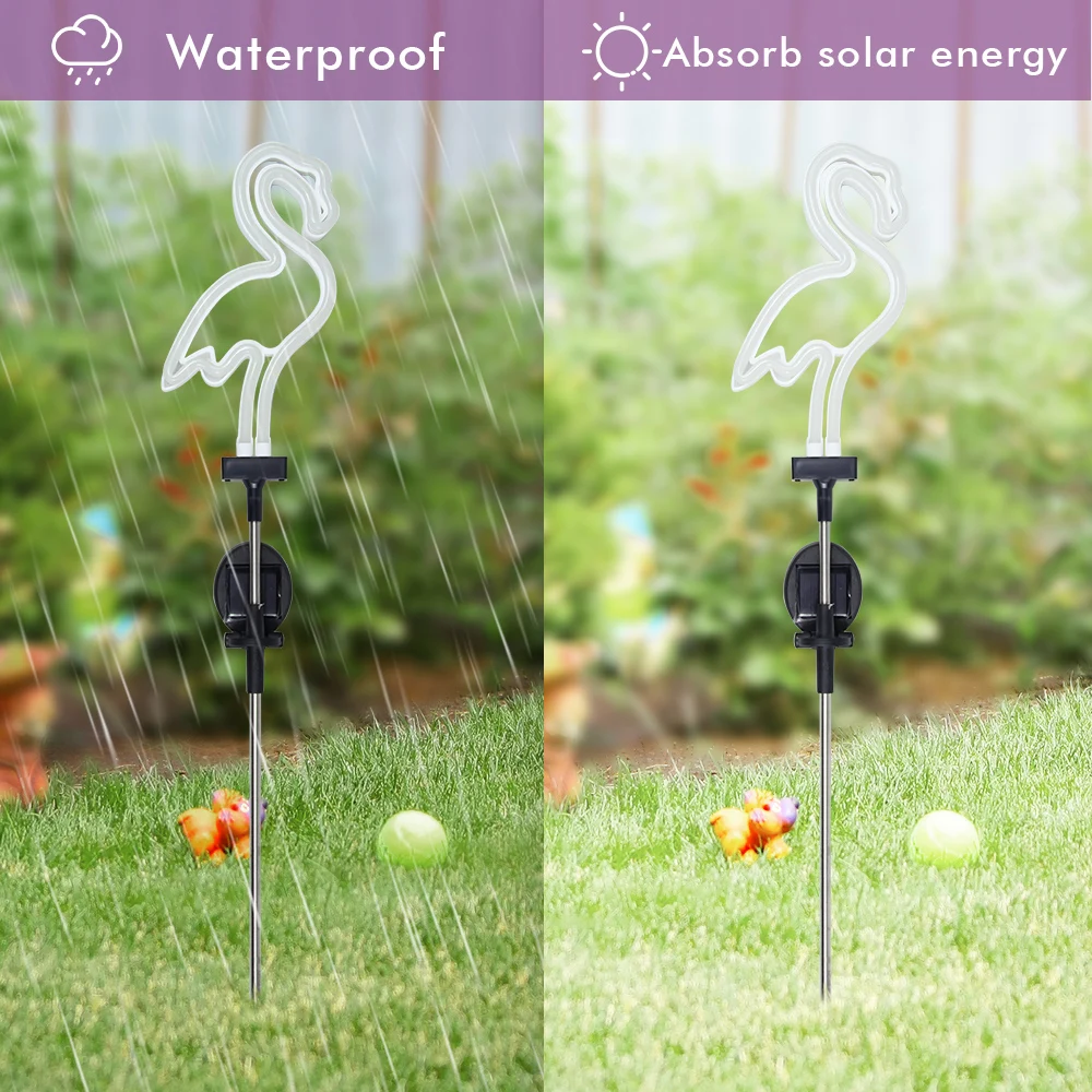 Solar Neon Flamingo Lights Landscape Garden Decoration Outdoor Waterproof Yard Lamp Lawn Terrace Light Patio Walkway Light view 5