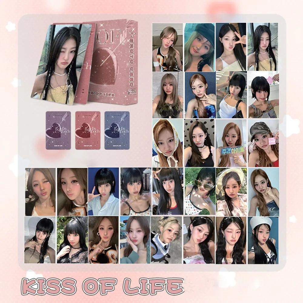 50PCS/Set Kpop KISS OF LIFE Laser Card High Quality HD Photo Double Sides Printing Korean Style LOMO Card Fans Collection Gift