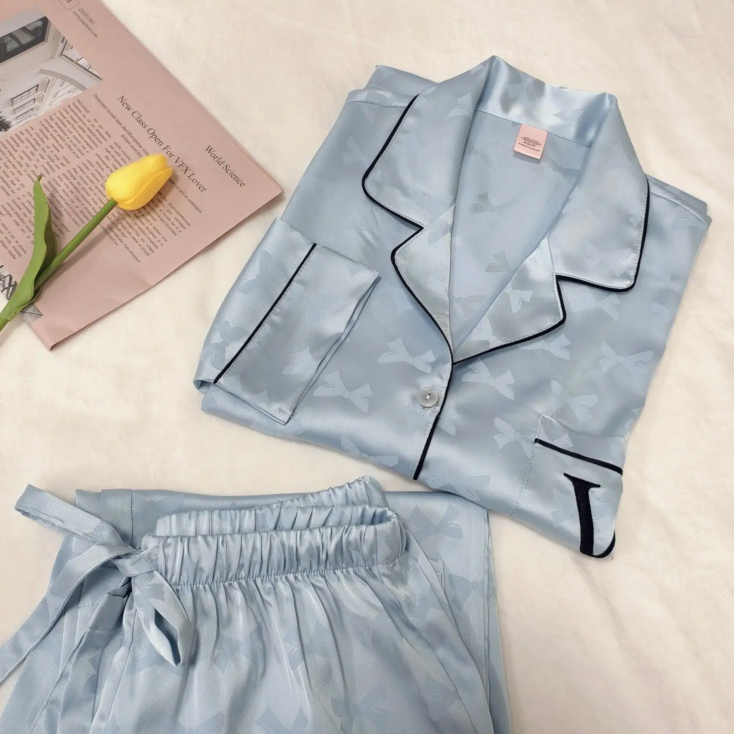 Pajamas for Women luxury long sleeve pijamas silk plue size 5xl turn-down collar pyjamas Women Sleepwear Suit Homewear
