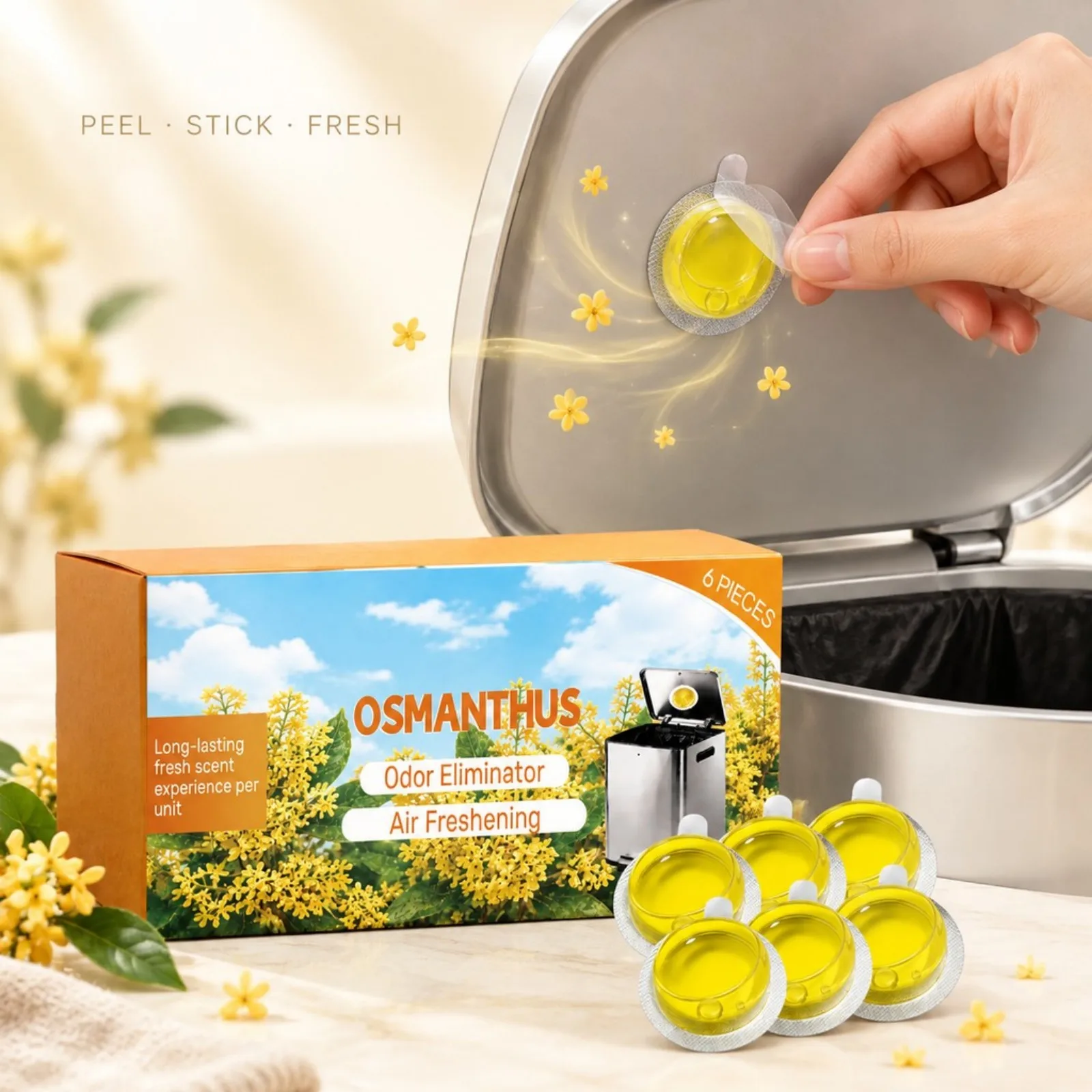 Lavender/Osmanthus Trash Can Deodorizer Long Lasting Floral Air Freshener Eliminate Unpleasant Odor for Indoor Kitchen Bathroom