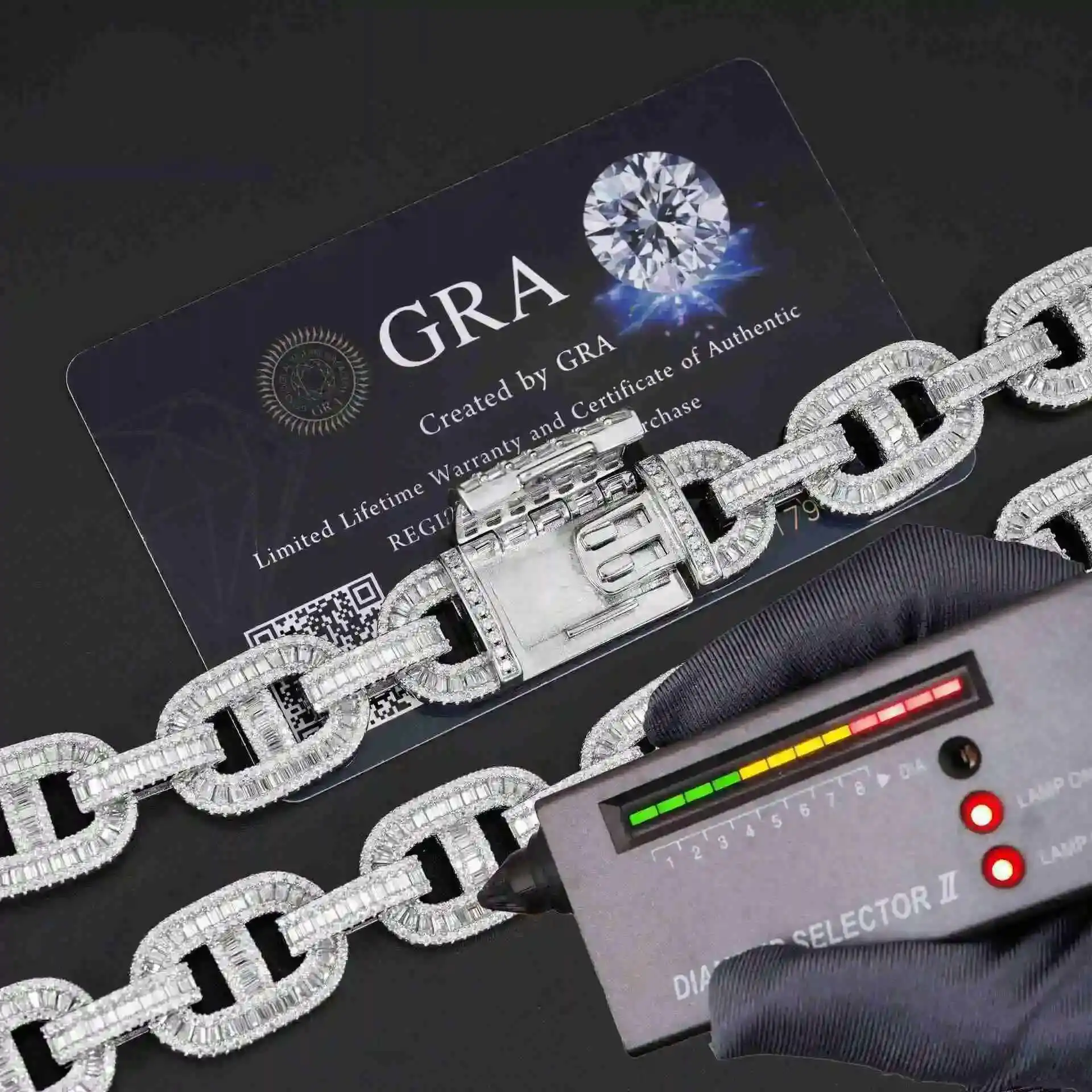 

Пользовательские 15 мм стерлингового серебра 925 пробы Iced Out Муассанит с бриллиантами кубинская цепочка-цепочка ожерелье хип-хоп ювелирные изделия блестящий браслет-цепочка
