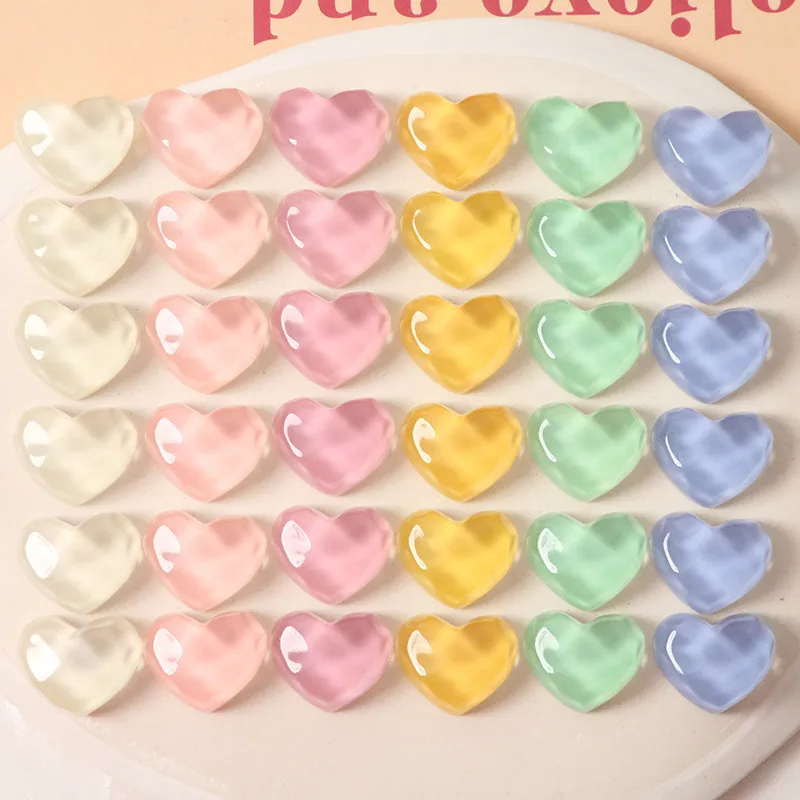 

New style 100pcs/lot color print cartoon hearts shape resin flatback cabochon beads diy jewelry earring/hair accessory