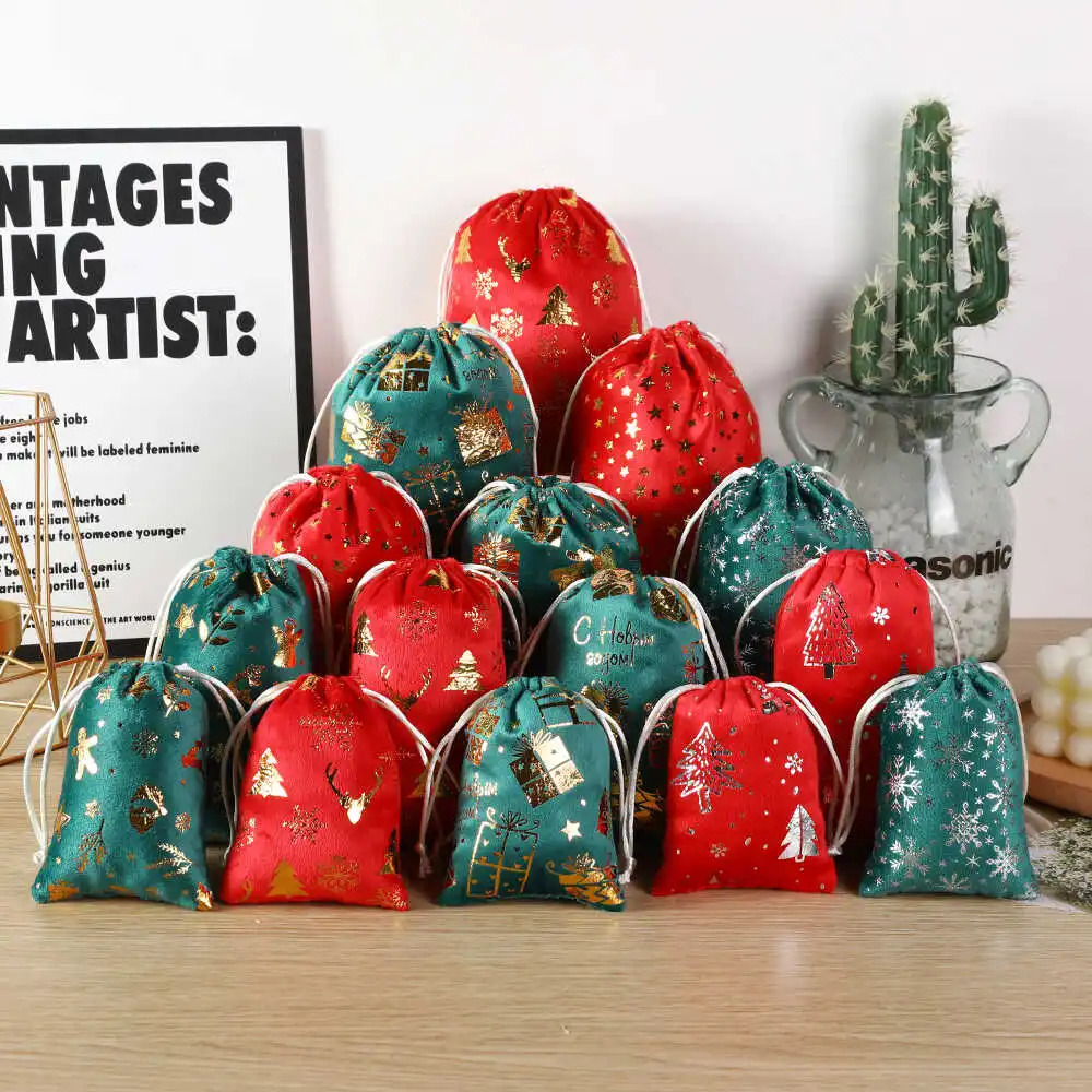 

2025 Christmas Candy Bag Santa Party Gift Package Storage Handbag New Year Gift Bag Christmas Home Decoration Party Supplies