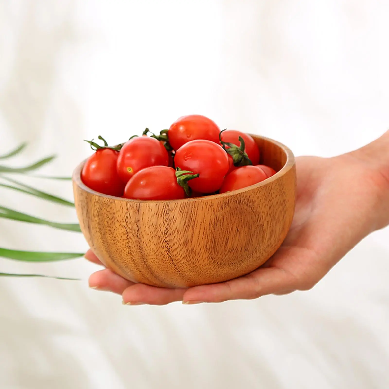 2x Salad Wood Kitchen Salad Fruit Serving Bowl Handmade Rice Bowl Non- Container Suitable for Hosting Everyday Dining