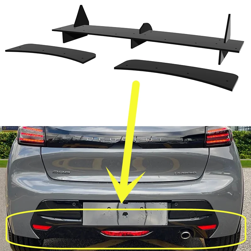 Fit Peugeot 208 GT 2019--2021 Year Rear Diffuser Bumper Lips Spoiler Splitter Body Kit Accessories