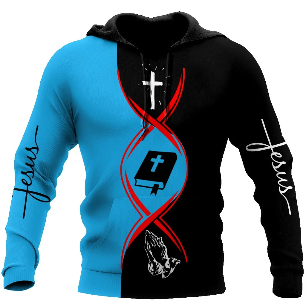 Men's Hoodie Spring and Autumn Jesus Cross God Casual Knights Long Sleeve for Men New Arrival 3D Print tops Fashion Streetwear