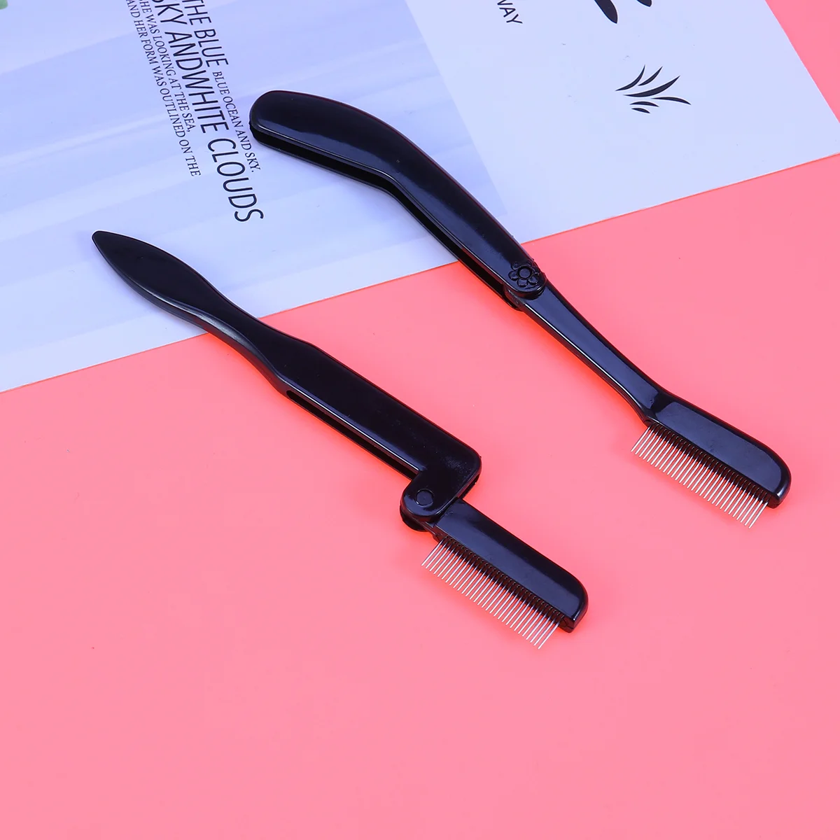 

2PCS Foldable Eyebrow Comb Plastic Handle Stainless Steel Teeth Eyebrows Eyelash Comb Makeup Grooming Tool