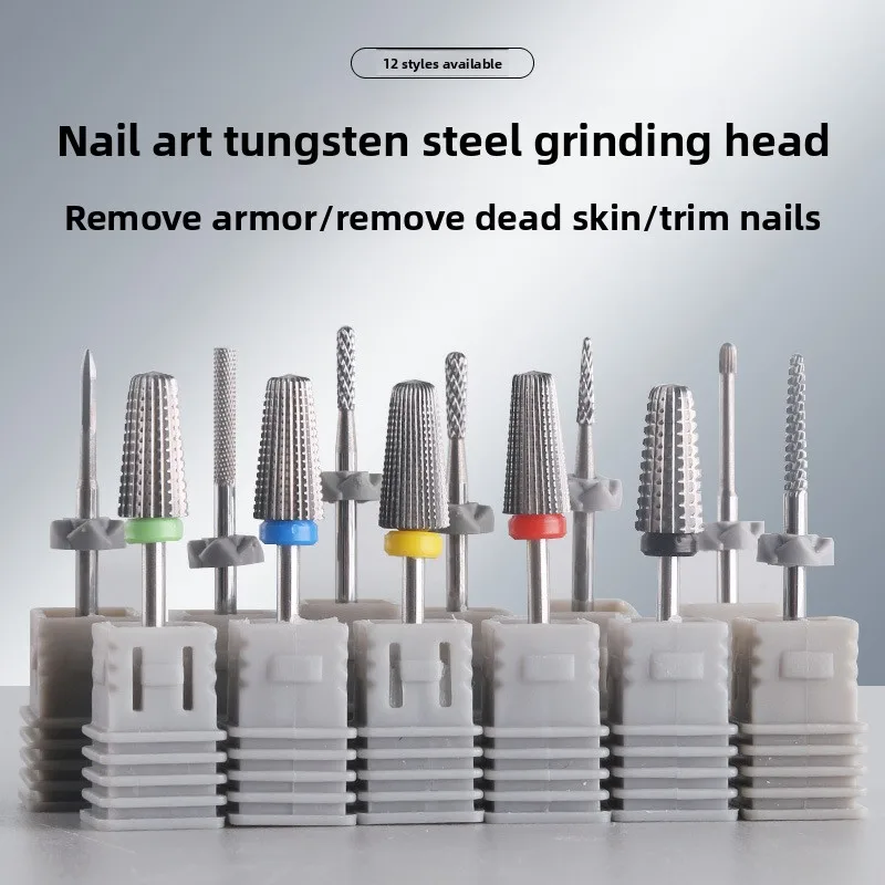 Multifunctional 5-in-1 Integrated Tungsten Steel Nail Bit Russian Manicure Cuticle  Removal Grinding Head for Nail Grinder Tool