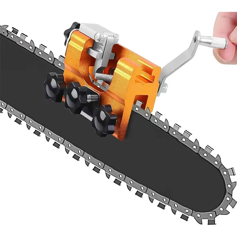 Outil de réparation de tronçonneuse avec 3 têtes de meulage, outil d'affûtage manuel, travail de calcul