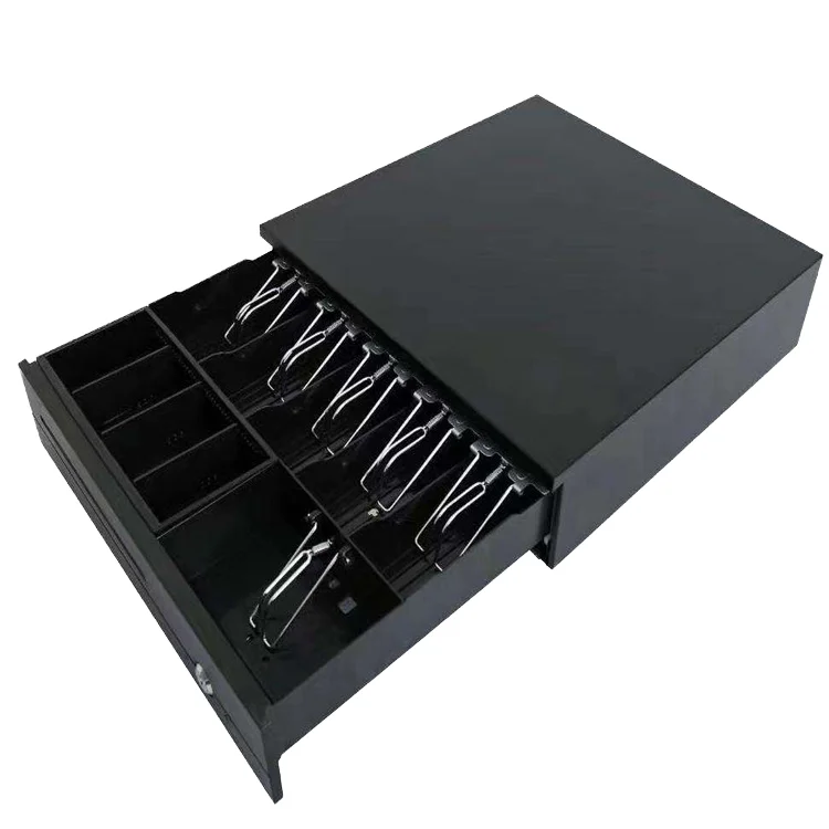 Metal Cash Drawer RJ11 Port, 4 Or 5 Adjustable Bill Holders, 8 Removable Coin Holders POS Cash Box For Retail Supermarket