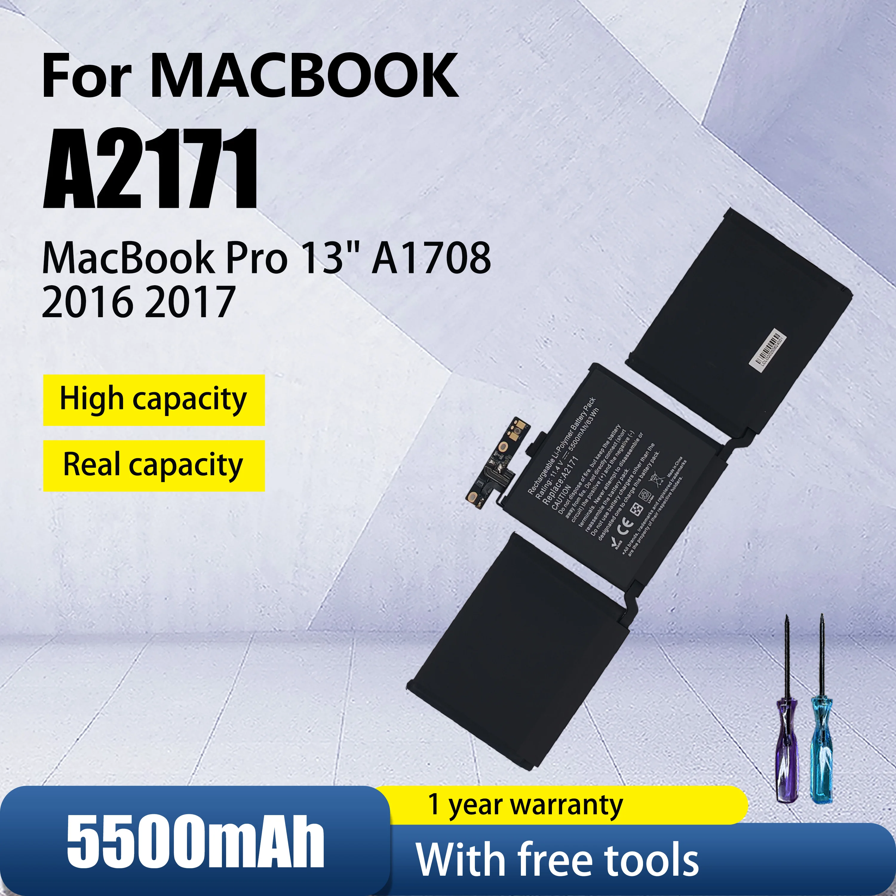 

A1713 A2171 Laptop Battery for Apple MacBook Pro 13" A1708 2016 2017 EMC 2978 3164 020-00946 MLL42LL Batteria AKKU