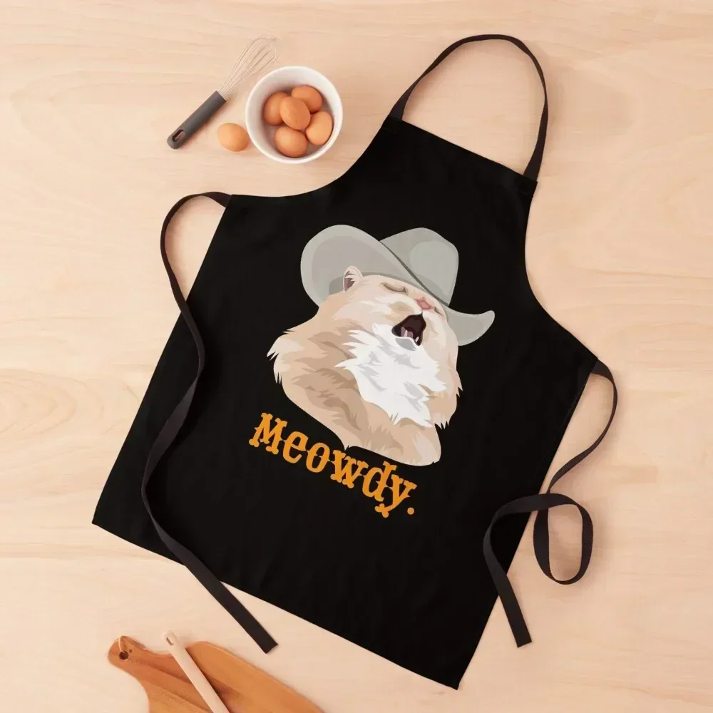 

Meowdy Singing Cat Wearing a Cowboy Hat Meme Apron Waterproof Kitchen For Women Kitchen Chef Nursing Apron
