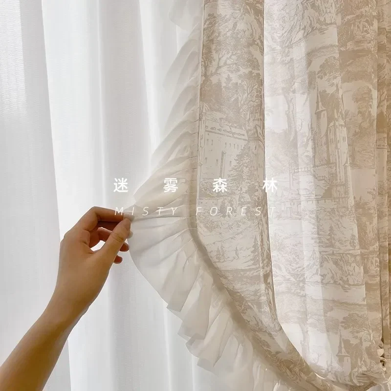 

N3202Window screen light luxury full version high-end lace gauze curtain