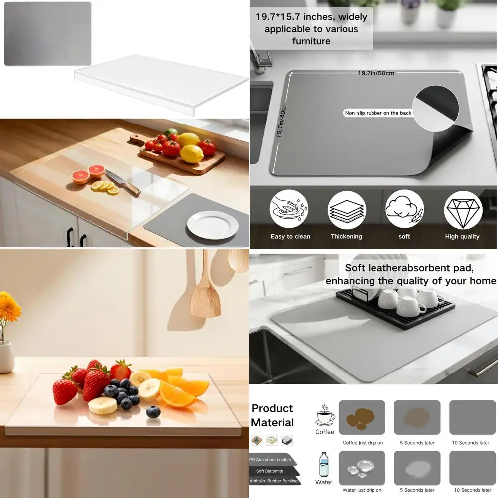 

Набор из 2 прозрачных акриловых разделочных досок, 30x20 дюймов с губкой для стойки, толщиной 5 мм, нескользящим и ковриком для сушки посуды 16x20 для кухни