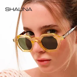 SO&EI Fashion Polygon Small Square Women Sunglasses Retro Rivets Men Shades UV400 Trending Outdoor Sports Sun Glasses