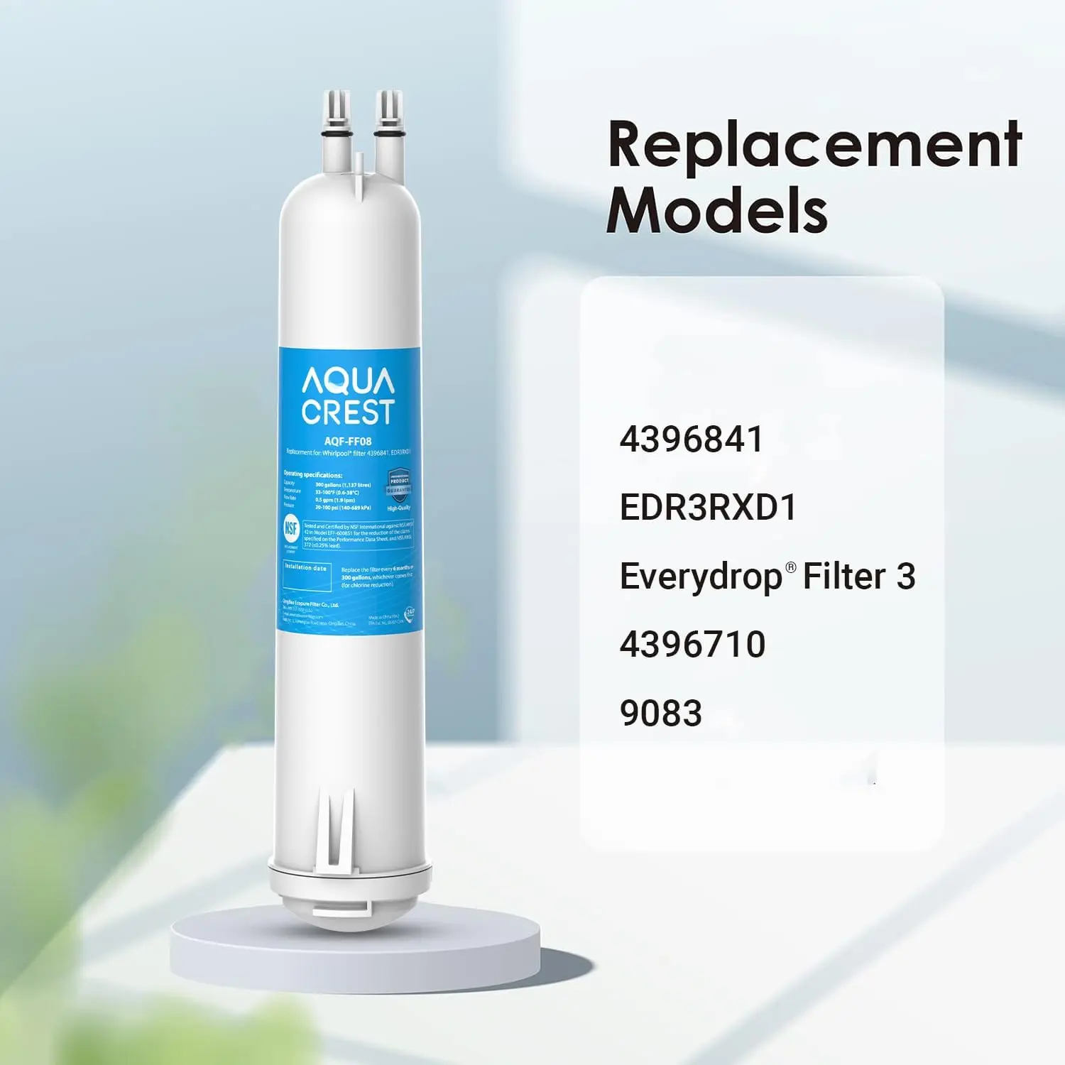 Aqua Crest Edr3rxd1 Vervanging Voor 4396841, Everydrop®Filter 3, 4396710, Kenmore®46-9083, 46-9030, Koelkast Waterfilter