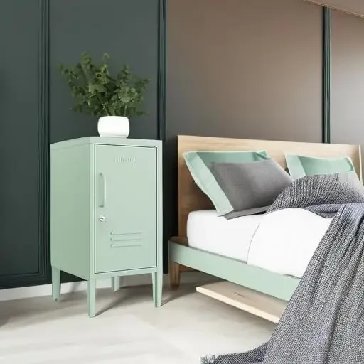 Coffee Table Metal Locker Bedside Cabinet Children's Bedside Cabinet Green Size: 27.55”H x 13.78”W x 14.96”D