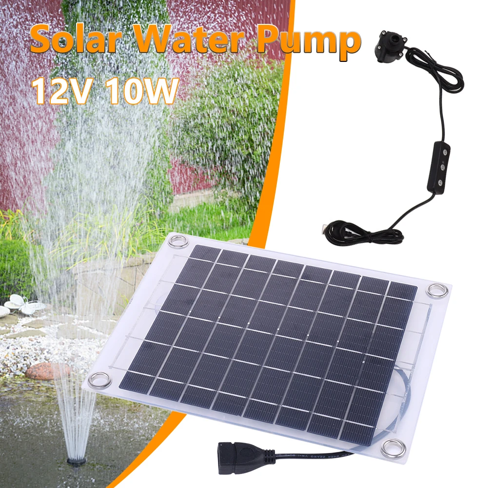 

12V 10W Solar Water Pump Garden Decoration Mini Water Pump Watering System Solar Panel Pump with Adjustment Switch Kits for Pool