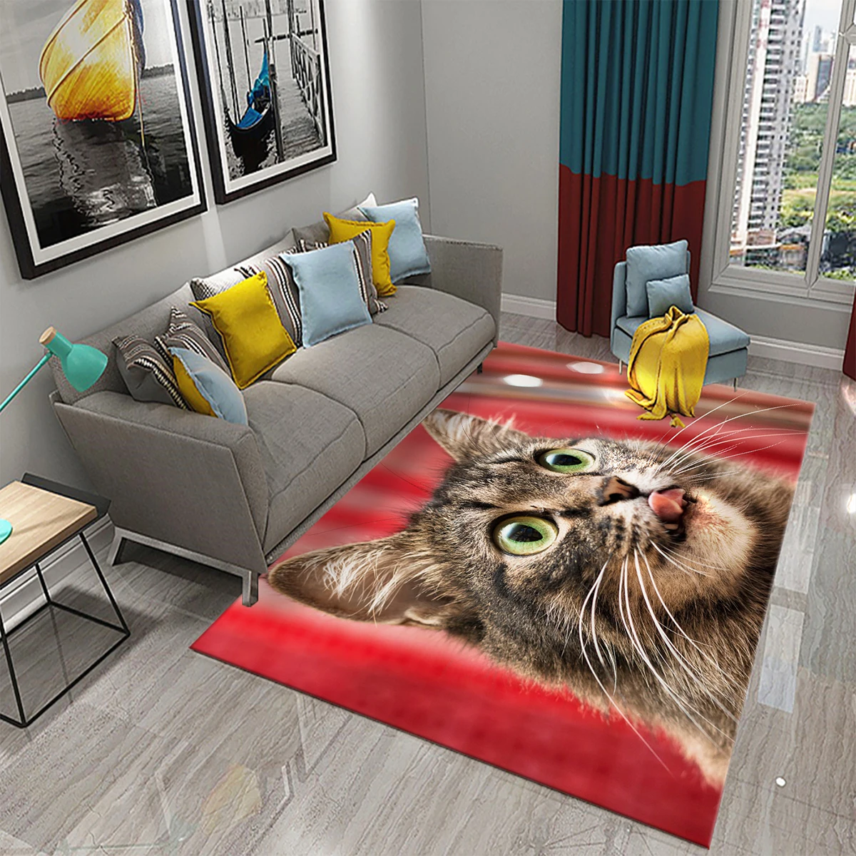 3D Lovely Cat Carpet Rug for Living Room Bedroom Sofa Doormat Decoration Kids Play Non-slip Floor Mat Bathroom Non-slip Carpet