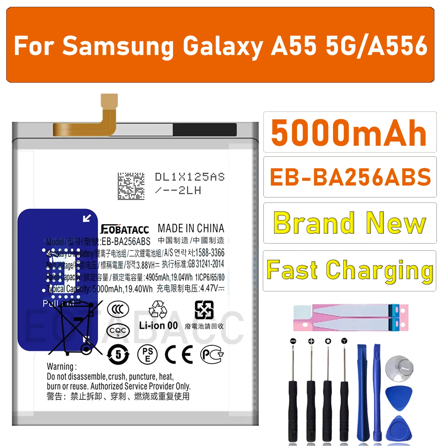 

2025 YEARS EOTABACC High Quality 100% Original EB-BA256ABS Battery For Samsung A55 5G/A556 Phone Battery+Tools