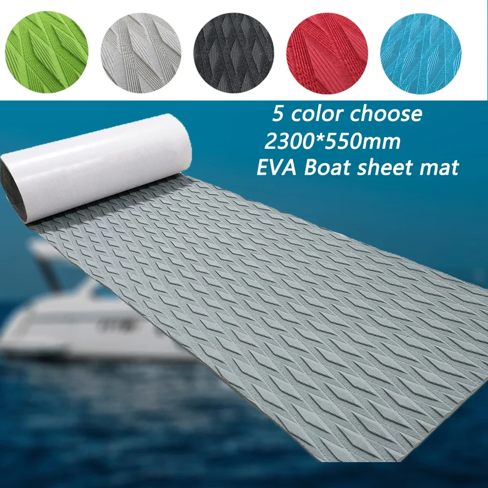 2300x550mm*5mm EVA Foam Boat Decking Sheet Mat for Kayak self-adhesive Flooring Pads Fishin Marine Yacht Traction Grip Pad Grey