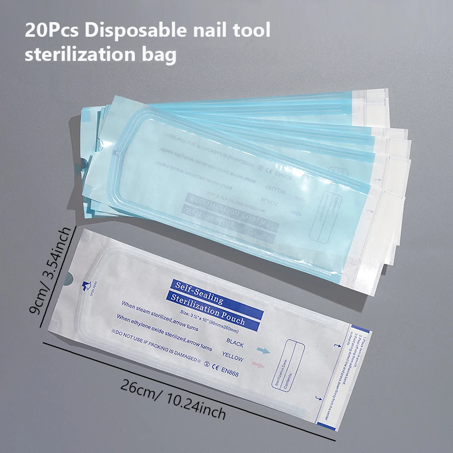 20 Stück Sterilisationsbeutel für Nagelkunstwerkzeuge mit farbwechselnder Anzeige, selbstdichtende Umschläge für Nipper, Schere, Pinzette – Detail 6