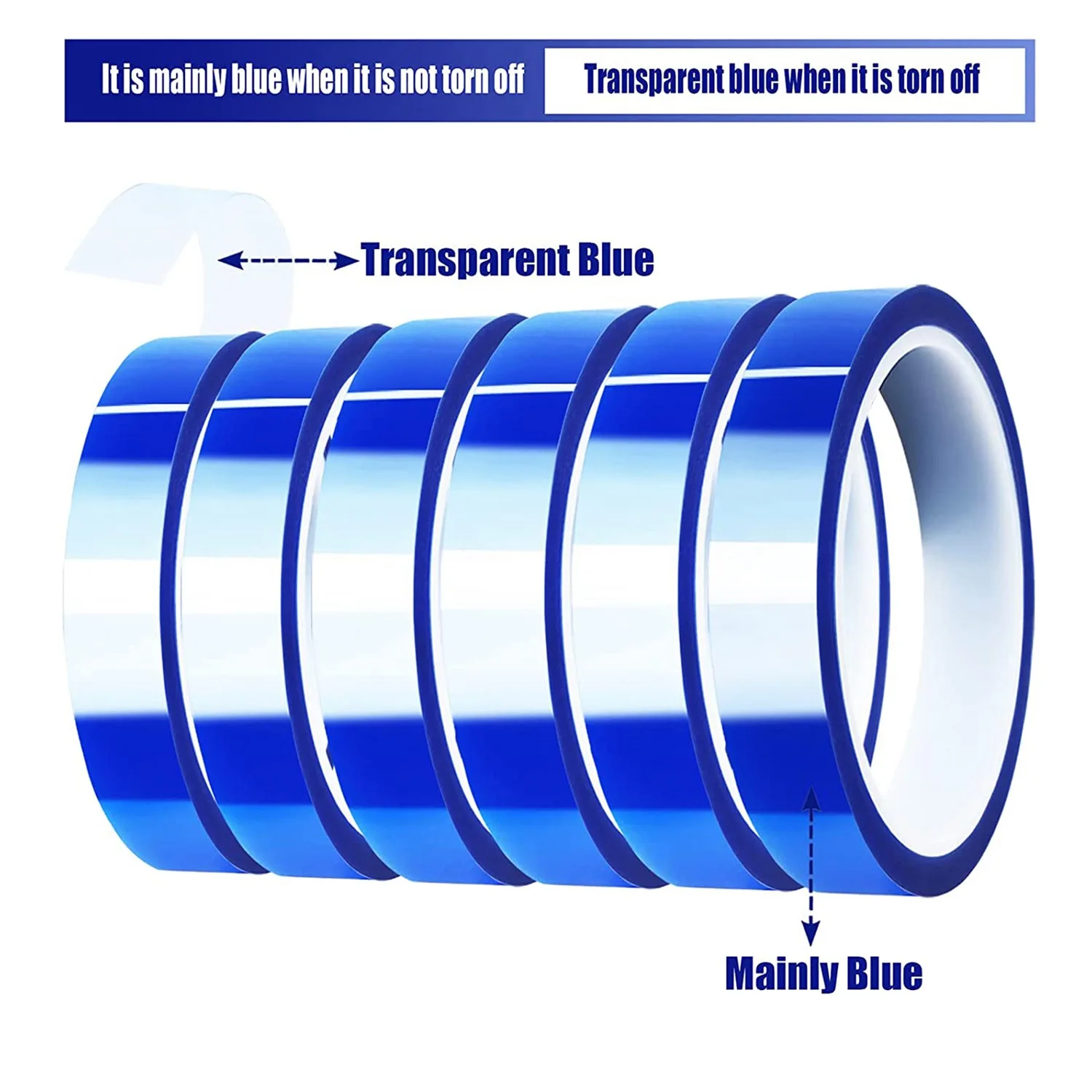 6 Rolls 20mm X33M Blue Heat Tape High Temperature Heat Resistant Tape Heat Transfer Tape for Heat Sublimation Press