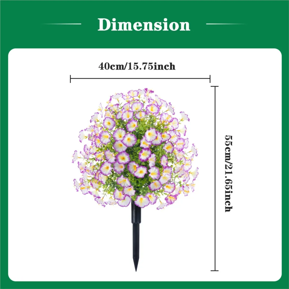 Uflower 1/2個入り UV耐性のある人工朝顔の花ボール、杭付き、低木、植物、庭、ポーチ、パティオ、家の結婚式の装飾
