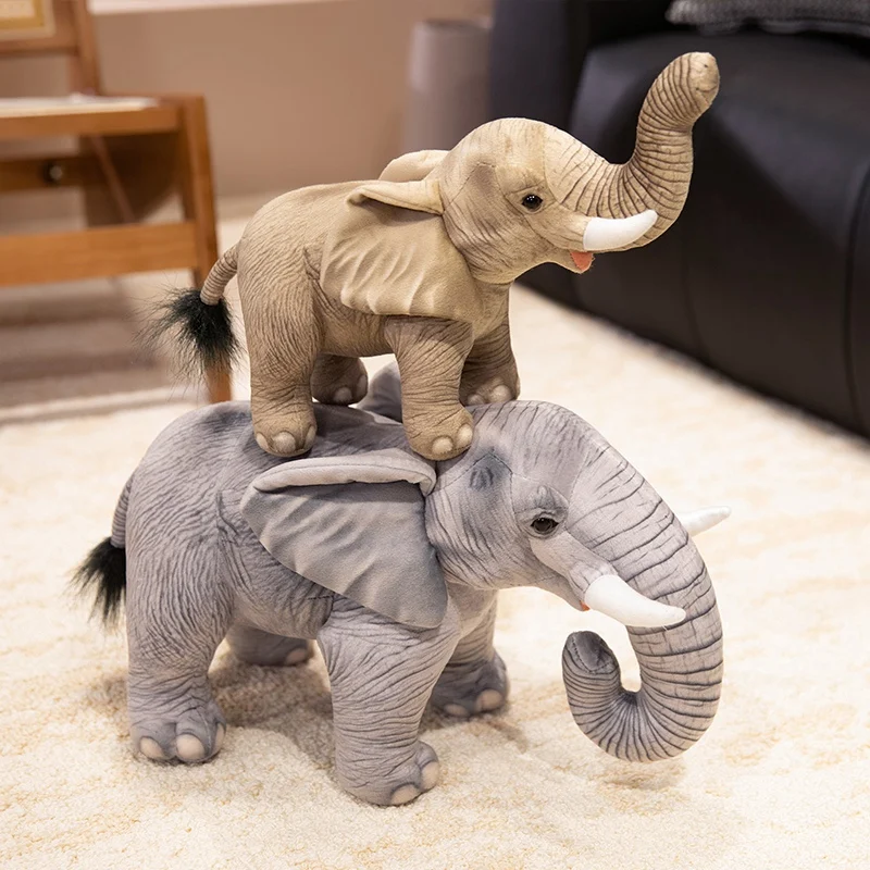 33/43CM Simulation Elephant Plush Doll Lifelike Stand Elephant Toy Cute Home Decoration Gifts