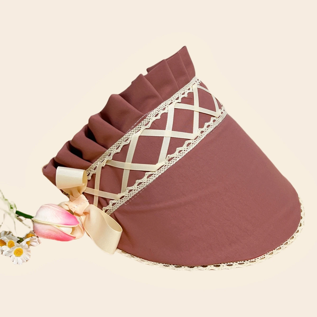 Lolita หมวก Gorgeous Bonnet Victorian Headpiece Elegant Party แบนหมวก Pastorale สไตล์ลูกไม้หมวก Bnt คอสเพลย์ Prop