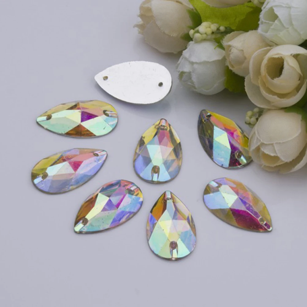 

100pcs Teardrop Shape 17X28Mm Water Drop Resin Rhinestones Flat Back Diy Embellishments For Jewelry Clothing Bags Shoes Wedding