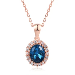 Dainty Blue Red Green Crystal Pendant Necklace for Women Ladies Vintage Rose Gold Color Chain Choker on Neck Wedding Jewelry