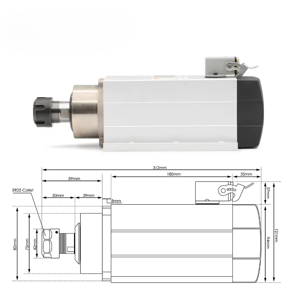 

G-Penny 2.2kw ER25 220v/380v Air Cooled Spindle with Flange Steel/ceramic Bearings Cnc Spindle Motor